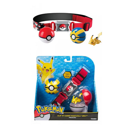 Pokémon Toy Belt Set — Poké Ball Battle Belt with Pikachu, Eevee, Charmander & Bulbasaur for Kids Gift