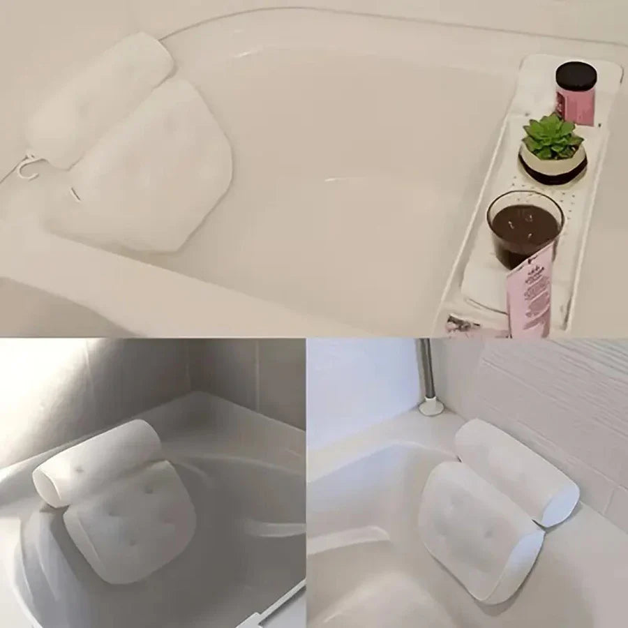Spa Bathtub Pillow with Anti-Slip Suction Cups – Neck and Back Support for Bathtub and Bathroom Accessory