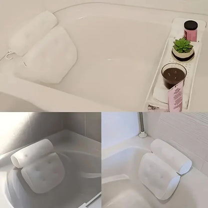 Spa Bathtub Pillow with Anti-Slip Suction Cups – Neck and Back Support for Bathtub and Bathroom Accessory