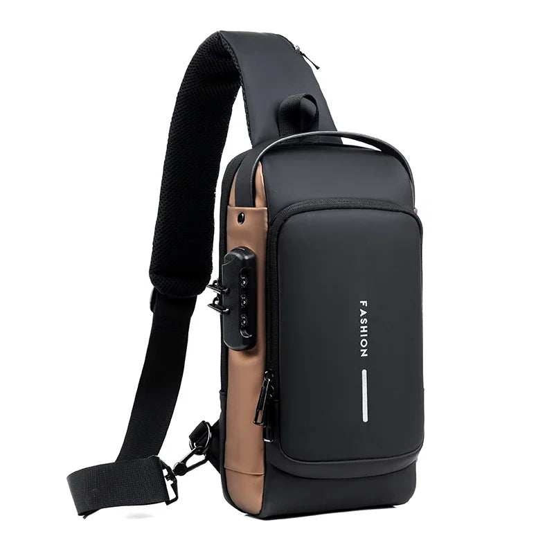 Designer Multifunction Anti-Theft USB Shoulder Bag – Travel Crossbody Messenger Sling Chest Bag for Men, Luxury Brand