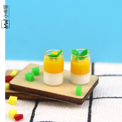 1/12 Dollhouse Miniature Yogurt & Ice Cream Cup – Simulation Drink Goblet Model Toy for Doll House Decoration Accessories