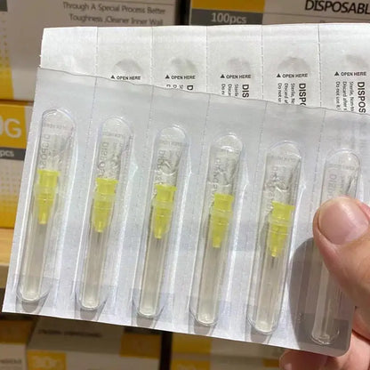 100PCS 30G Painless 4/6/13mm Ultrafine Transparent Syringe Needles with Clear Tip Cap - Beauty & Pharmaceutical Use