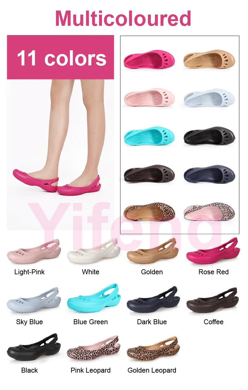Certified Satihu Summer Lightweight Anti-Slip Clogs for Women - Flat Bottom Sandals, Nurse, Outdoor, Beach Jelly Shoes