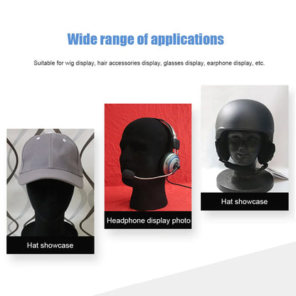 Foam Mannequin Head - Hat, Cap, Wig & Glasses Display Stand with Stable Base for Photography, Closet & Mall Use