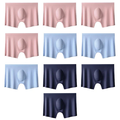 Men’s 10-Pack Ice Silk Boxers – Ultra-Thin Seamless Breathable Summer Underwear Shorts Set