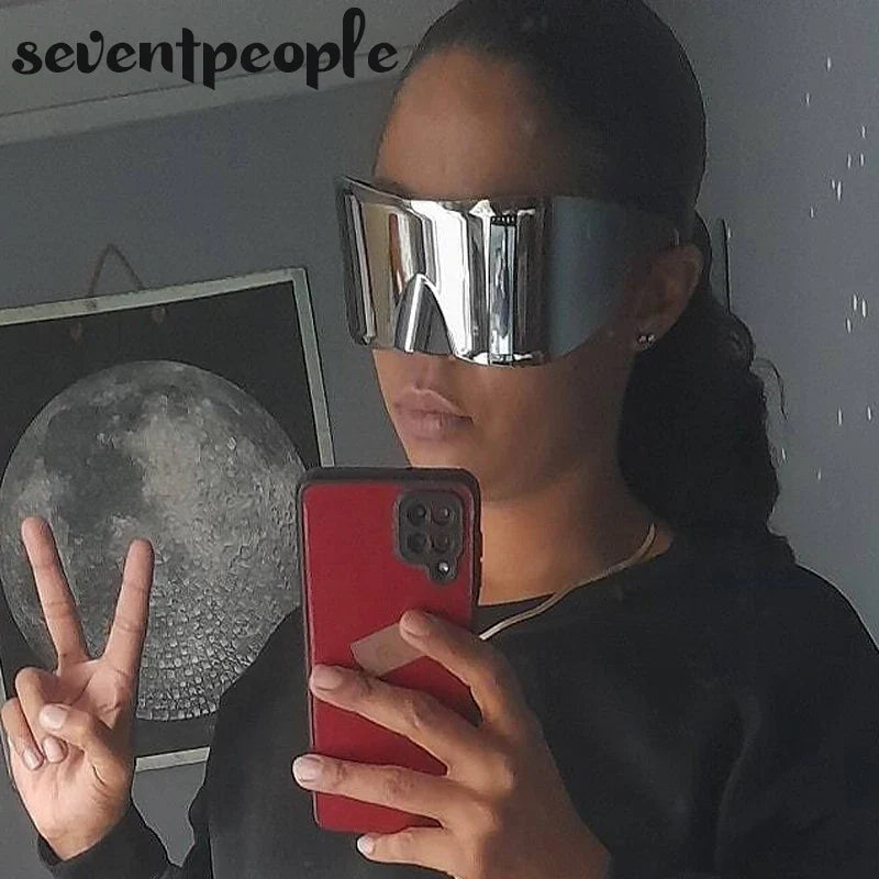 2024 Luxury Brand Mask Rectangle Sunglasses - Oversized Punk Steampunk Y2K Designer Shield Goggles for Women & Men