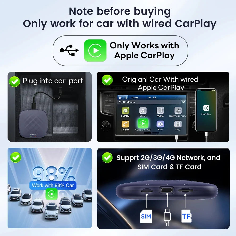 Carlinkit CarPlay AI Box — Qualcomm 6125 8-Core, Android 13, Wireless & Wired CarPlay, Android Auto for OEM Cars