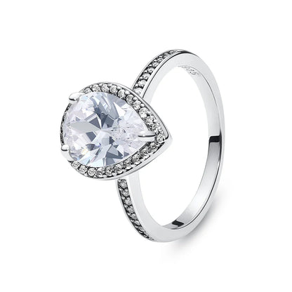 925 Sterling Silver Women’s Ring – Crown, Heart & Wishbone Design with Crystal, Rose Gold Engagement & Wedding Jewelry