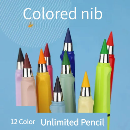 12-Color Everlasting Pencil Set with Eraser - Unlimited Writing & Erasing Pens for Kids, School & Art Supplies