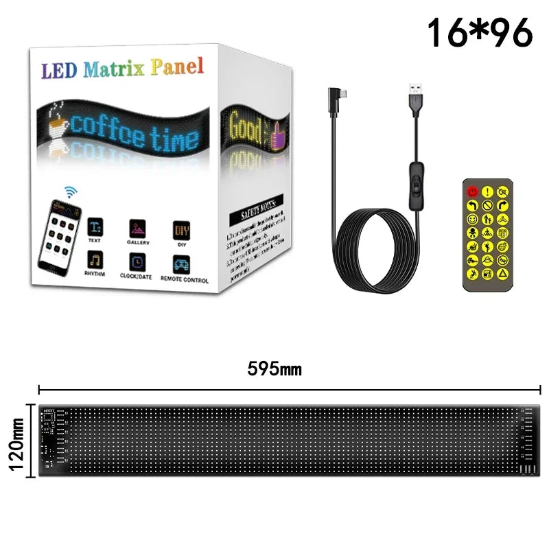 LED Matrix Pixel Panel – Scrolling Bright Advertising Sign with Flexible USB & Bluetooth App Control