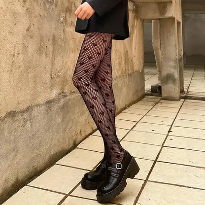 Women’s Gothic Bat Fishnet Stockings - Harajuku Emo Mesh Thigh High Tights with Sexy Alternative Lingerie Style