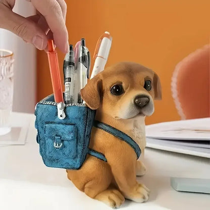 Miniso Cartoon Puppy Pen Holder – Cute Resin Desk Decoration & Gift for Students and Young Adults