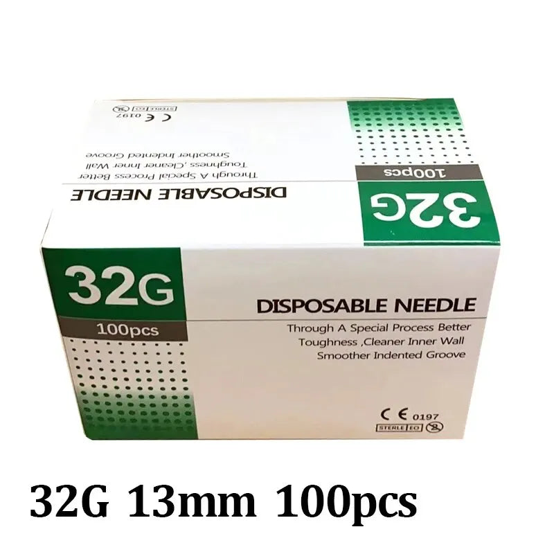 32G Disposable Syringes with Superfine 4/6/13mm Needles - Painless Teeth Irrigator & Eyelid Beauty Tool