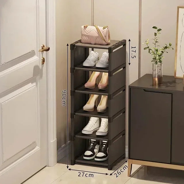 Multiple Layers Shoe Organizer Rack - Space-Saving Stackable Shelf for Wall Corner, Adjustable Shoe Storage Cabinet
