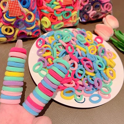 100/200PCS Colorful Nylon Elastic Hair Bands – Small Ponytail Holders for Women & Girls Hair Accessories