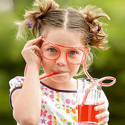 Straw Glasses - Funny Soft PVC Flexible Drinking Straws for Kids Party and Bar Supplies, Creative Toy and Accessories