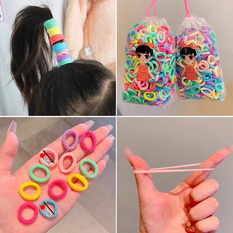 100/200PCS Colorful Nylon Elastic Hair Bands – Small Ponytail Holders for Women & Girls Hair Accessories