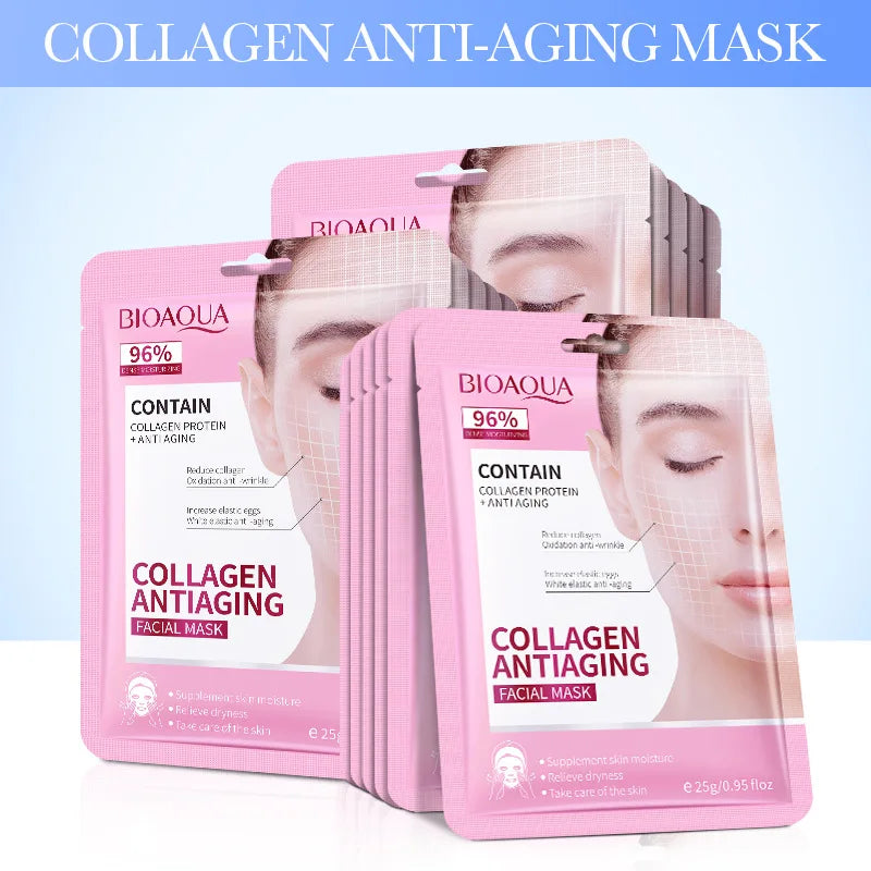 15PCS BIOAQUA Retinol Collagen Face Masks – Firming, Hydrating, Brightening & Moisturizing Skincare