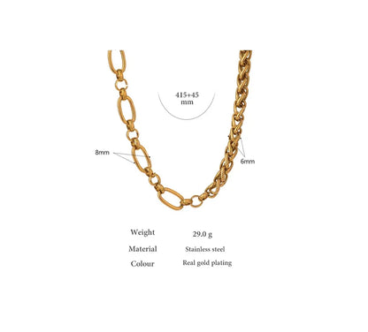 Yhpup 316L Stainless Steel Chunky Chain Necklace – Gold Glossy Statement Collar Necklace for Women Jewelry Gift