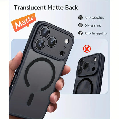 iPhone MagSafe Matte Case - Magnetic Wireless Charging & Camera Lens Protection for iPhone 12-17 Series