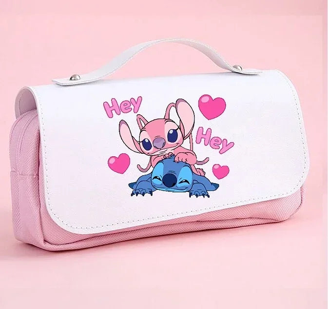 Anime Stitch Fully Printed Flap Pencil Case – Cartoon Stationery Bag for Primary & Secondary Students