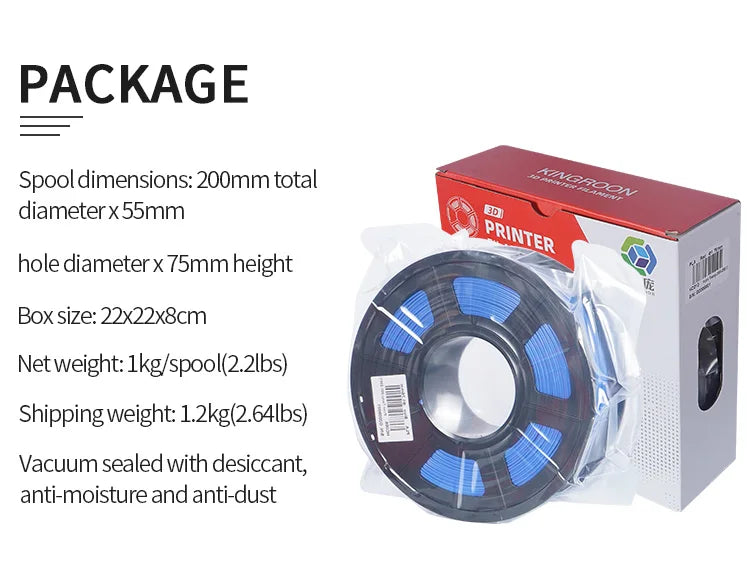 KINGROON 3D Printer Filament 22LBS — 10 Rolls 1KG 1.75mm PETG & PLA, Eco-Friendly Mixed Colors, High Toughness