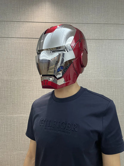 1:1 Iron Man Helmet Mk5 to Mk50 – Avengers War Machine Cosplay with Electric Open/Close, English Voice & Remote Control, Christmas Gift Toy