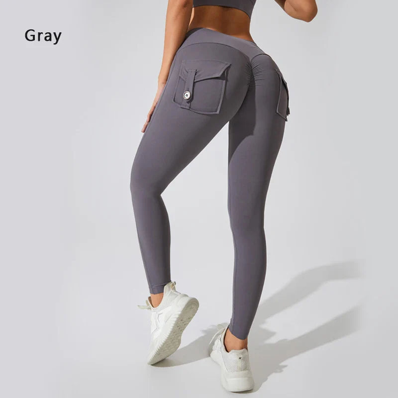 DIAS FIT JOY Women’s Nylon Yoga Pants – High-Waisted Butt-Lifting Tight Leggings with Pockets, Breathable No-T-Line Fitness Wear