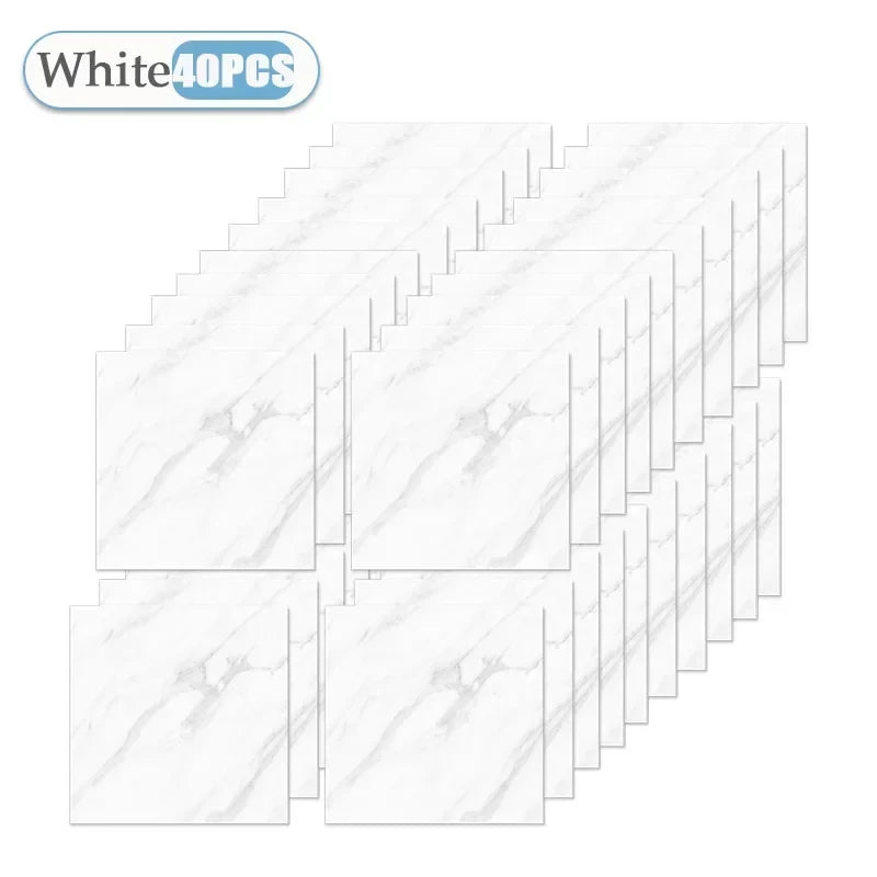 Self Adhesive Tile Wallpaper Stickers - 10/20/40PCS Waterproof 30x30cm Floor Decals for Kitchen, Bathroom & Home Decor