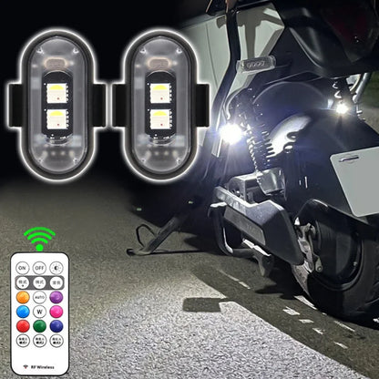 RGB LED Strobe Lights for Car & Motorcycle – 8-Color Wireless Flash Position Warning Lights for Aircraft & Helicopter
