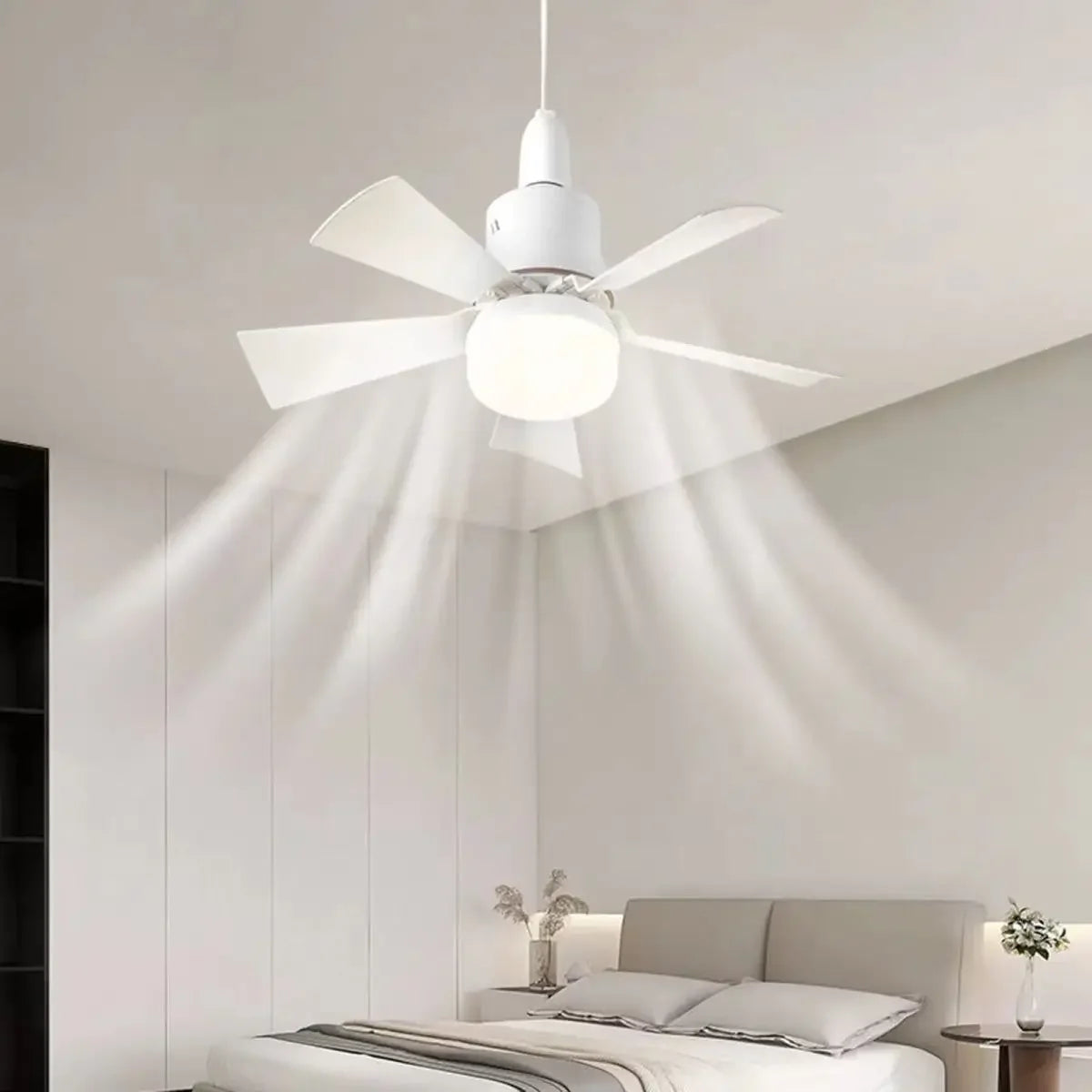 Household Detachable Fan Blades - Small Ceiling Fan with Intelligent Remote Control, Adjustable Wind & Light for Bedroom and Restaurant