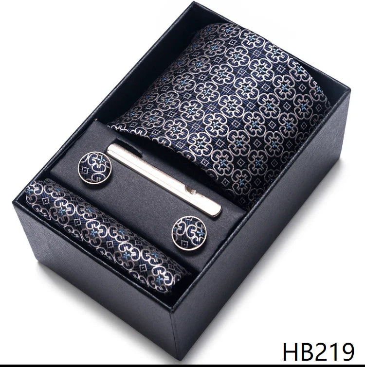 Men’s Tie and Pocket Square Gift Set – 2023 Mixed Colors Paisley Necktie in Box, Wedding Suit Accessory