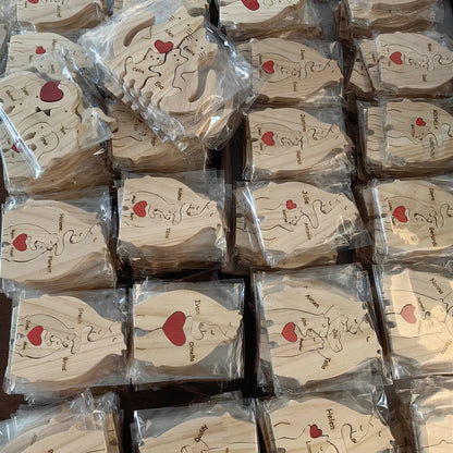 Personalized Wooden Bear Family Puzzle – Custom Name Home Decor, Thanksgiving & Christmas Gift for Mom & Baby