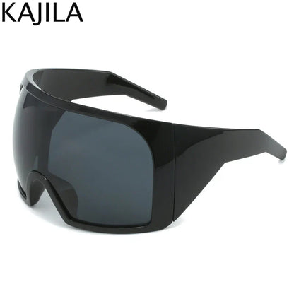 2025 Oversized Punk Shield Sunglasses – Luxury Steampunk Big Frame UV400 Sport Goggles for Women & Men