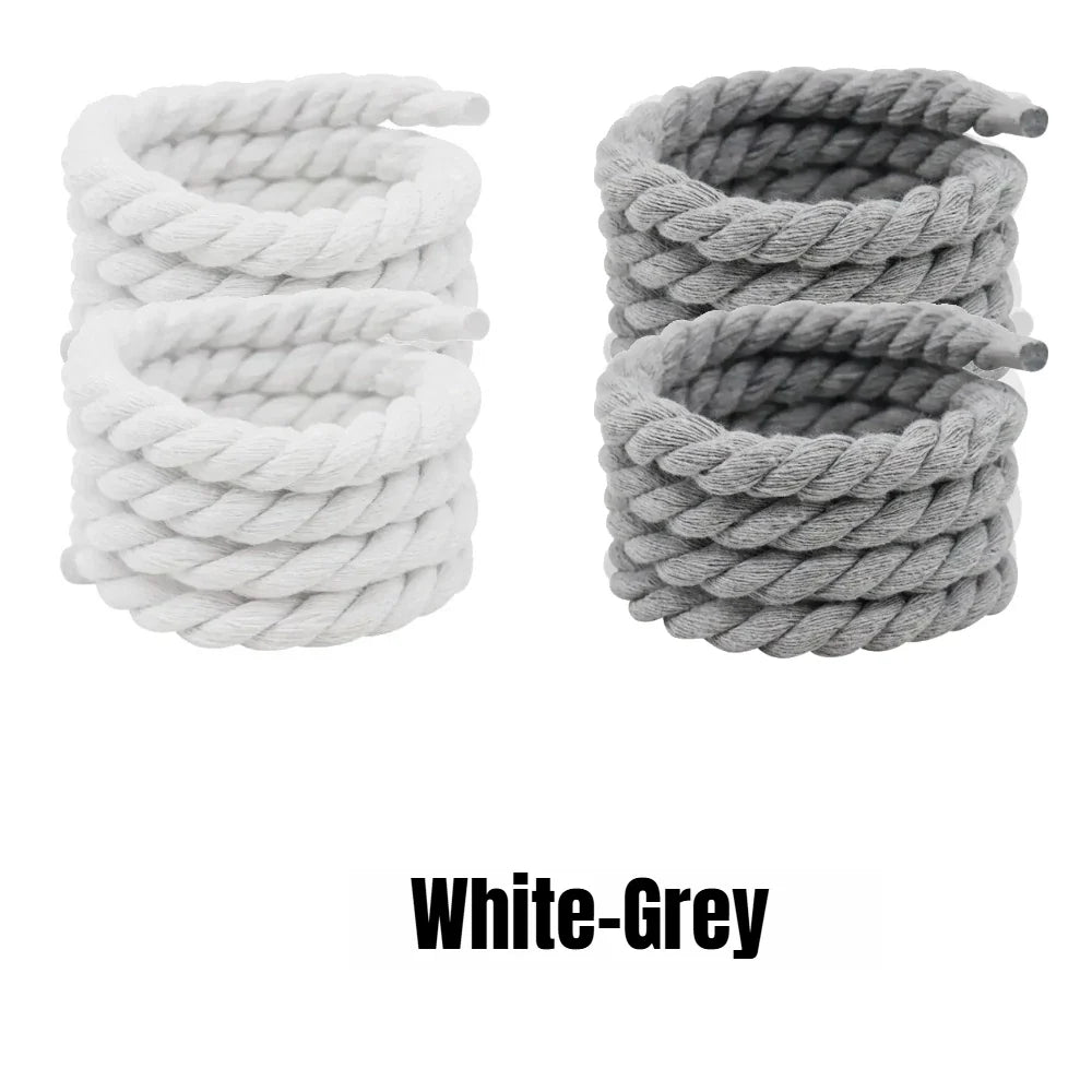 Round Thick Rope Shoelaces – High-Quality Polyester Cotton, Solid Color, 0.8cm Width, 120/140/160cm