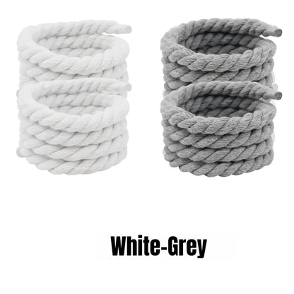 Round Thick Rope Shoelaces – High-Quality Polyester Cotton, Solid Color, 0.8cm Width, 120/140/160cm