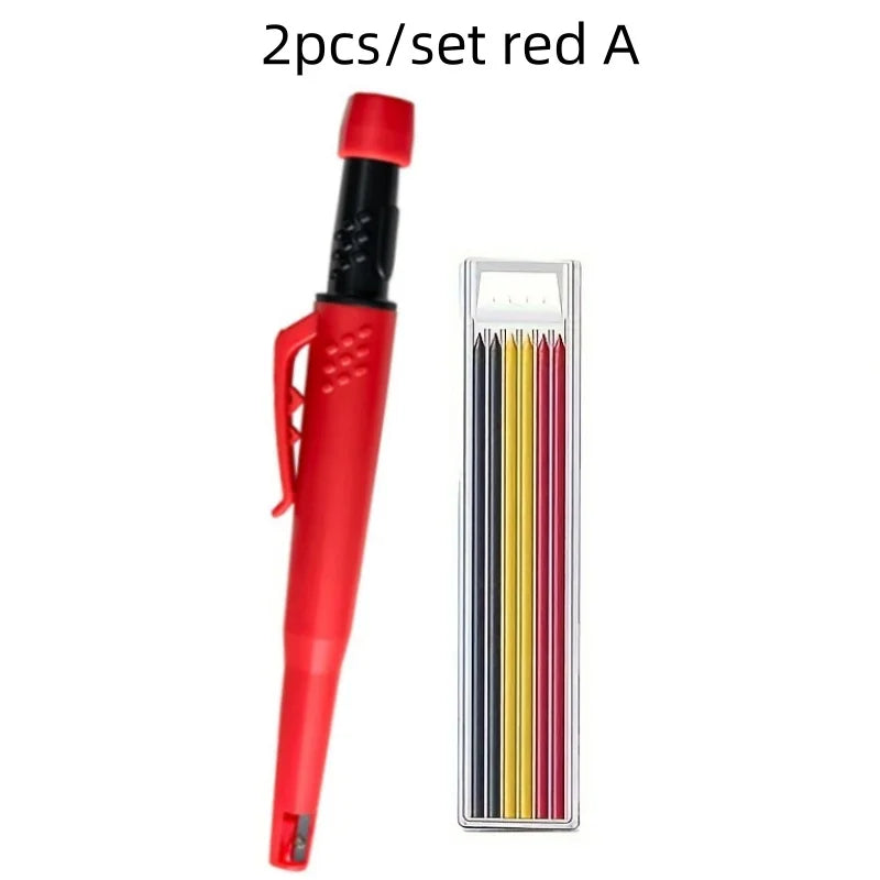 Solid Carpenter Pencil Set — 2.8mm Mechanical Pencil Marker with Built-In Sharpener for Woodworking, Construction, and Architecture