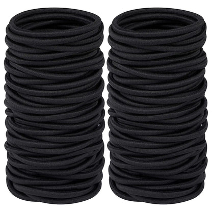 10/30/50PCS Black Elastic Hair Bands - 4MM Ponytail Holders & Scrunchies for Women, Men & Girls