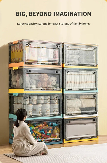 Foldable Transparent Storage Trunk — Large Capacity Plastic Organizer Box for Home, Wardrobe, and Clothes Storage