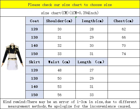 Kids Cosplay Costume – Black & Gold Idol Role-Playing Outfit for Girls