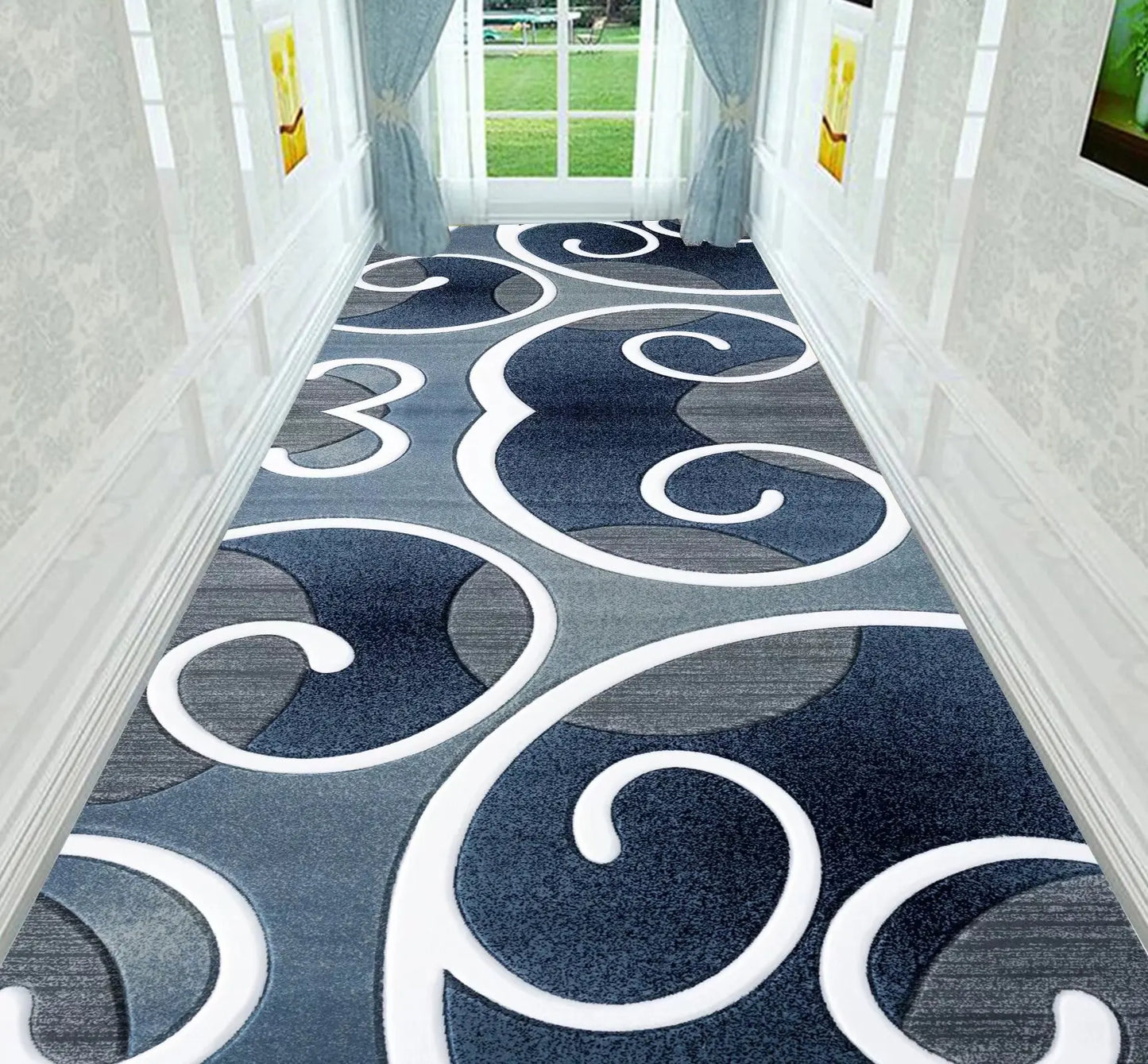 Nordic Modern Long Corridor Rug – Durable Washable Carpet Runner for Hallway, Stairway & Home