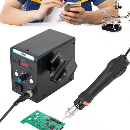700W Hot Air Rework Station with Heat Gun – SMD Soldering Set, Adjustable Temperature & LED Display for Electronics Repair