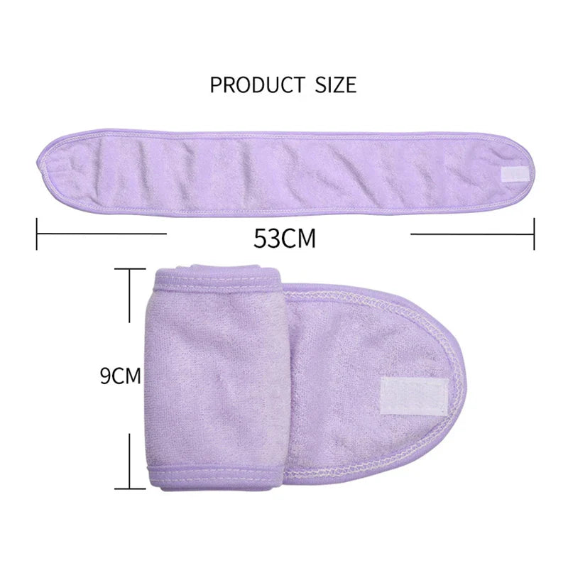 1pc Adjustable Makeup Hairband – Terry Cloth Spa Facial Headband with Magic Tape, Stretchy Eyelash Extension & Skincare Head Wrap