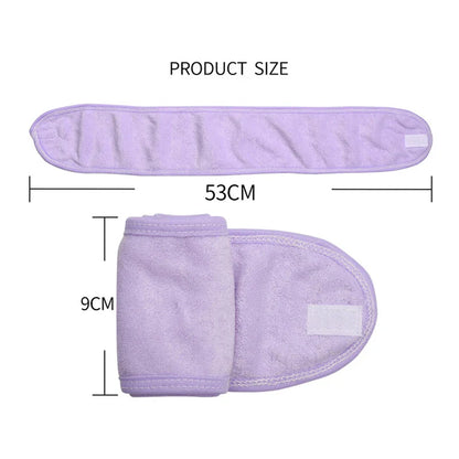 1pc Adjustable Makeup Hairband – Terry Cloth Spa Facial Headband with Magic Tape, Stretchy Eyelash Extension & Skincare Head Wrap