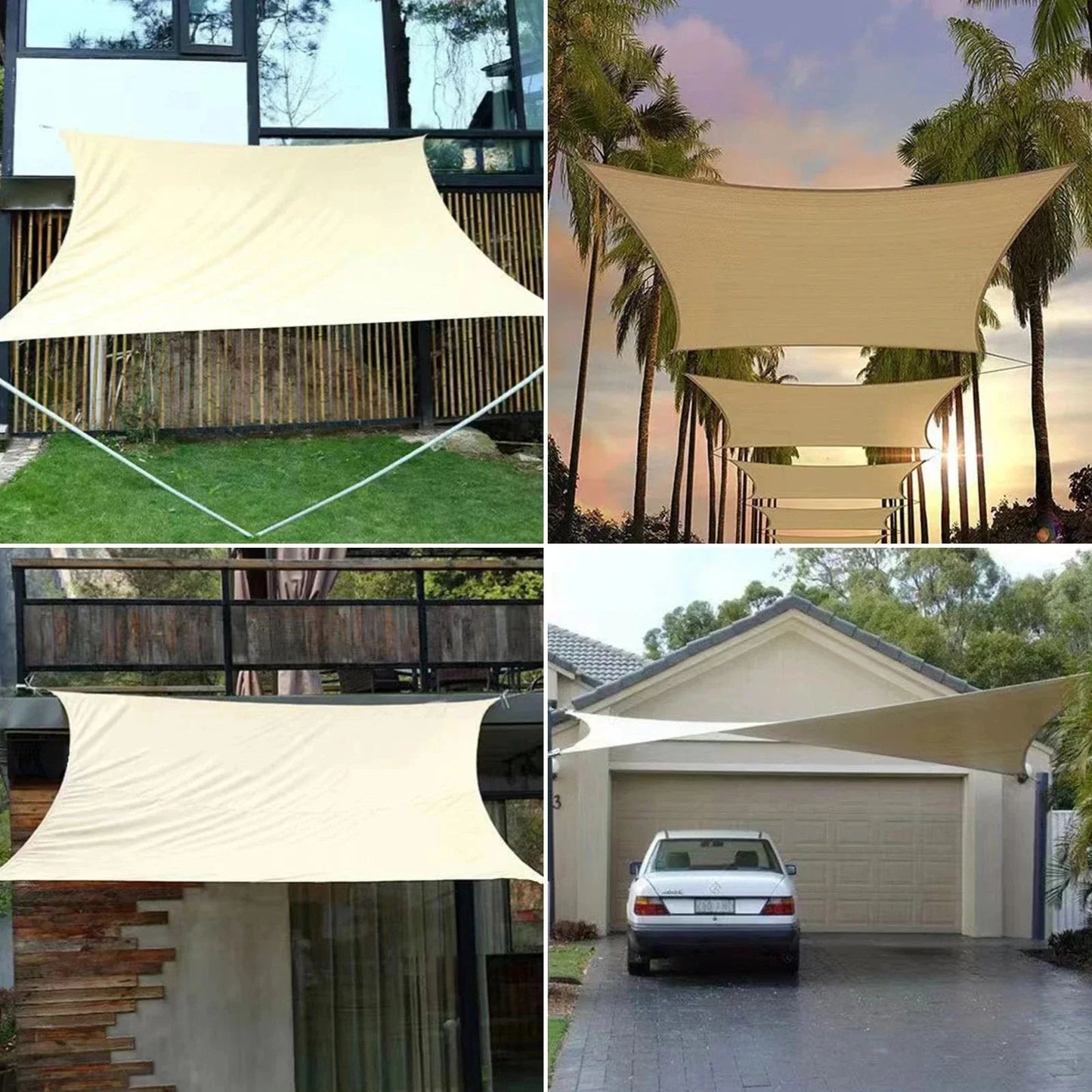Outdoor Waterproof Sun Shade Sail – Rectangle Canvas Awning for Garden, Terrace, Pool & Car Sun-Shelter