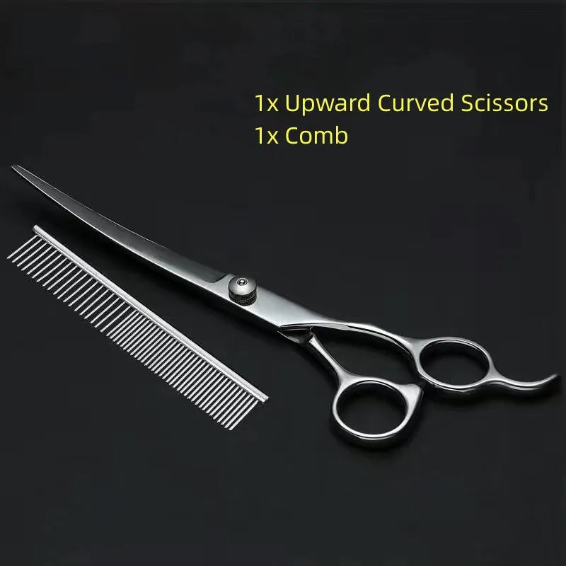 Pet Grooming Scissors Set – Professional Dog Hair Trimming Tools, Bent & Straight Scissors, Teddy Haircut Clippers
