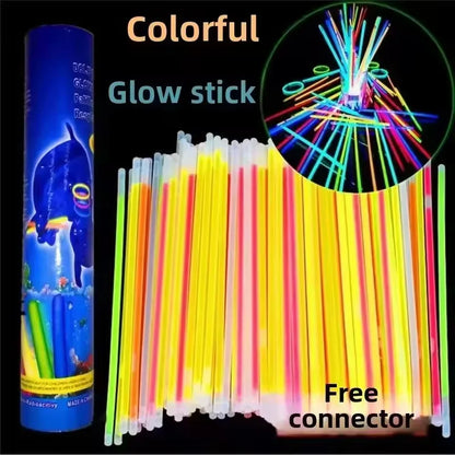 50/100Pcs Glow Sticks - Multicolor Fluorescent Bendable Light Bracelets for Party Events, Celebrations & Fun Supplies