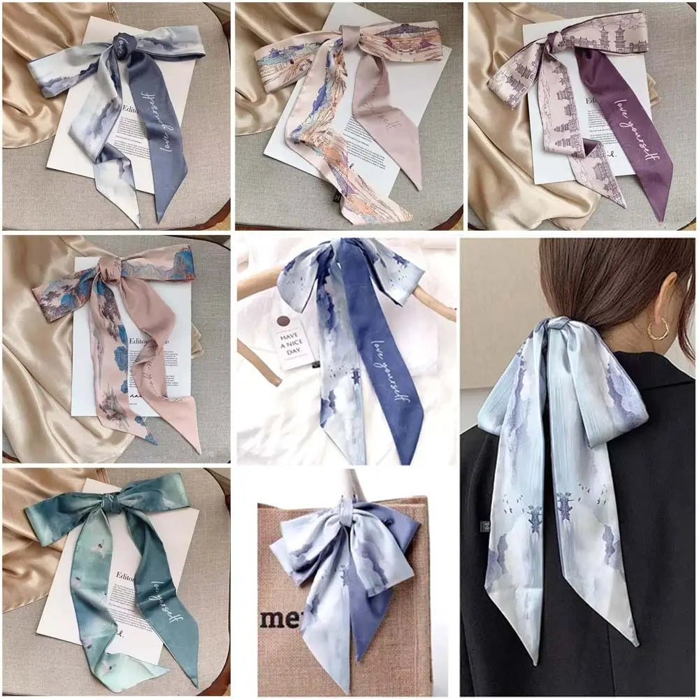 Fashion Ribbon Headband – New Floral Chinese Style Scarf, Oil Painting Floral Hair Bands for Women