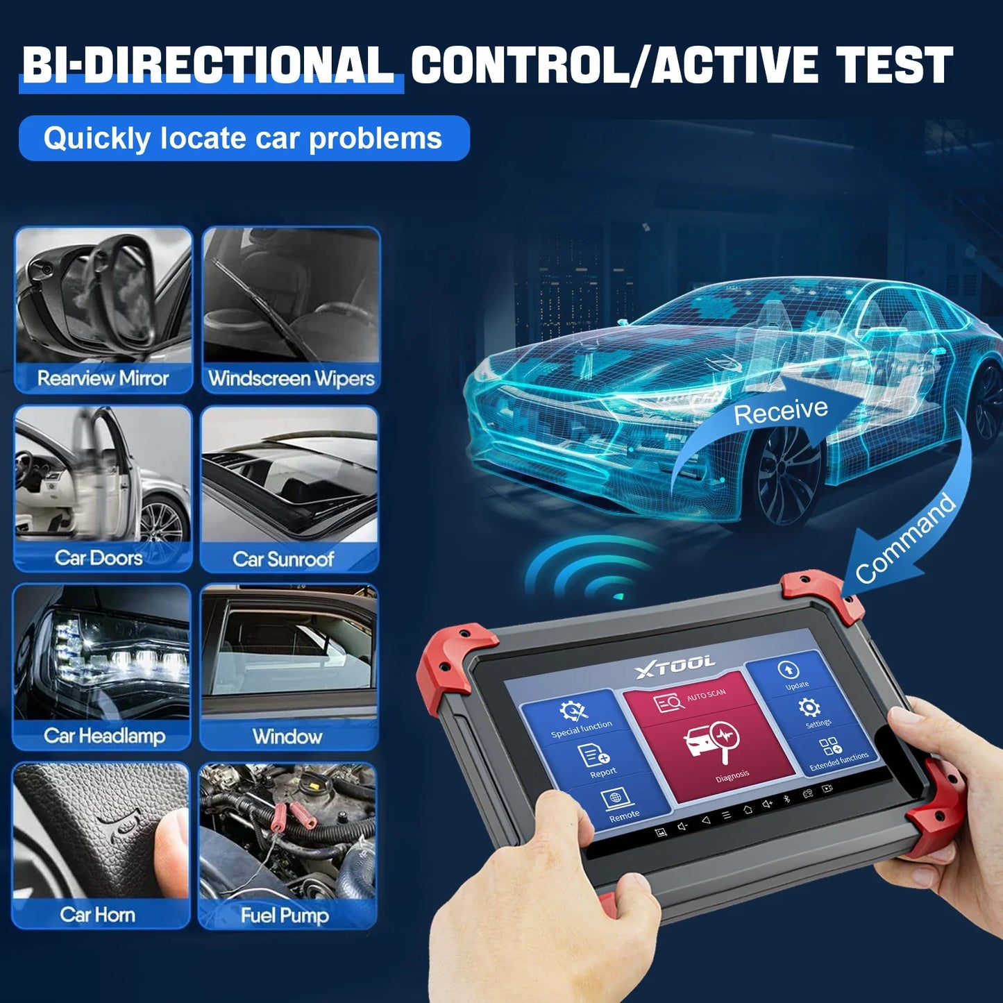 XTOOL D7 OBD2 Car Diagnostic Tool – Bi Directional Automotive Scanner with ECU Coding, 36+ Services & 3-Year Free Update