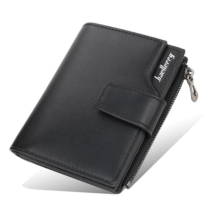 Women’s PU Leather Wallet — Short Hasp Coin & Card Holder, Small Money Bag Clutch in Blue & Red